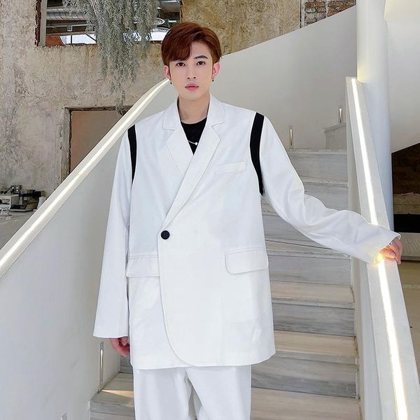 men's suits & blazers clash color diagonal front one button suit trousers nightclub walk show light business leisure two-piece su, White;black
men's suits & blazers clash color diagonal front one button suit trousers nightclub walk show light business leisure two-piece su, White;black