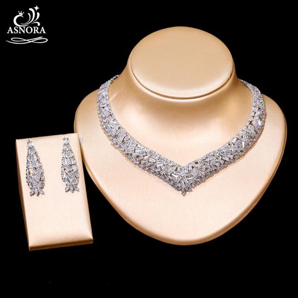 earrings & necklace asnora 2 piece set bridal zircon jewelry set, female party luxury dubai nigeria cz crystal wedding earring x-01142, Silver
earrings & necklace asnora 2 piece set bridal zircon jewelry set, female party luxury dubai nigeria cz crystal wedding earring x-01142, Silver
