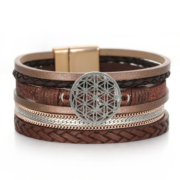 fashion personality women's leather round bracelet multi-layer creative bohemian bracelet, Black
fashion personality women's leather round bracelet multi-layer creative bohemian bracelet, Black
