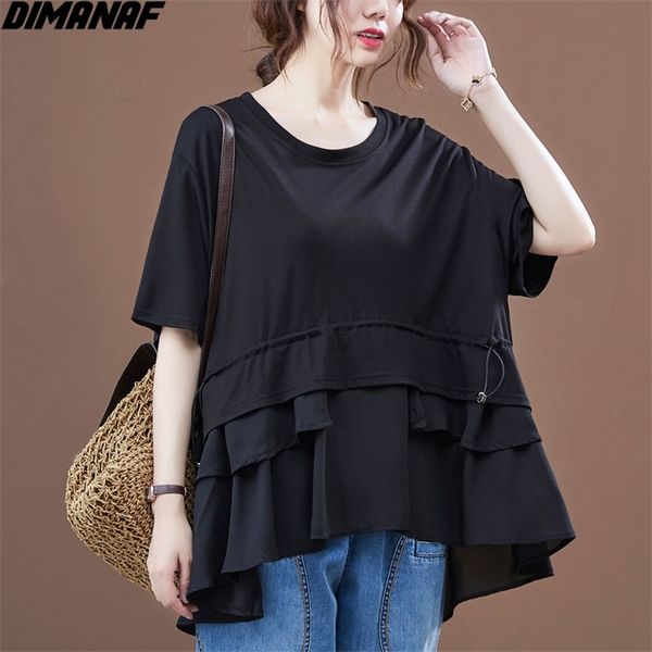 plus size women t-shirt white bat solid patchwork chiffon cotton elastic waist shirt loose summer tees 4xl 210531
plus size women t-shirt white bat solid patchwork chiffon cotton elastic waist shirt loose summer tees 4xl 210531