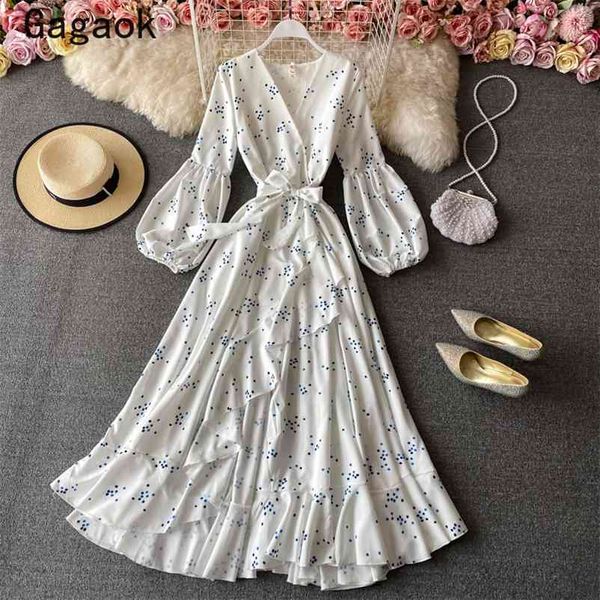 white dress women spring autumn v-neck lantern sleeve floral elegant long dresses fashion chic wild vestidos 210531, Black;gray
white dress women spring autumn v-neck lantern sleeve floral elegant long dresses fashion chic wild vestidos 210531, Black;gray