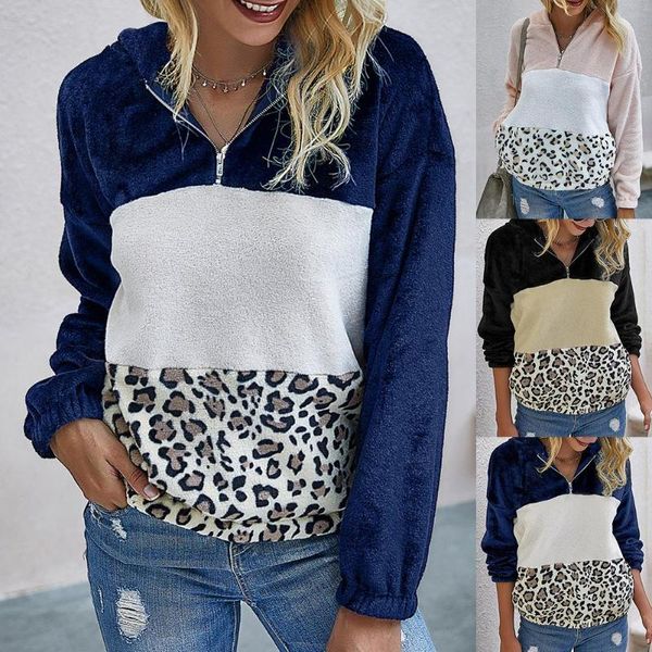 women hooded sweatshirt pullovers leopard stitching print sweatshirts for autumn winter warm plush hoodies women's &, Black
women hooded sweatshirt pullovers leopard stitching print sweatshirts for autumn winter warm plush hoodies women's &, Black