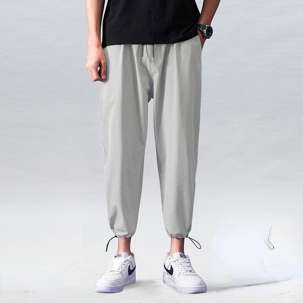 men's pants summer nine-point loose basketball tie-up casual trend drawstring ice silk trousers sweatpants, Black
men's pants summer nine-point loose basketball tie-up casual trend drawstring ice silk trousers sweatpants, Black