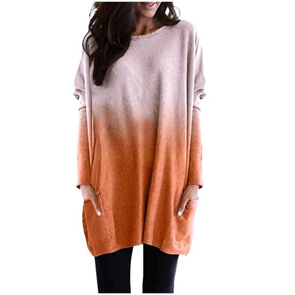 women's toops fashion contrast color long sleeve o-neck pocket loose shirts blouse gradient female autumn blouses &, White
women's toops fashion contrast color long sleeve o-neck pocket loose shirts blouse gradient female autumn blouses &, White