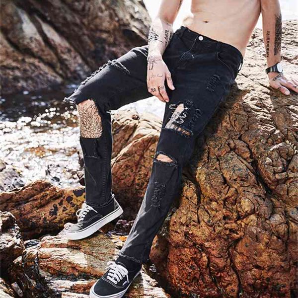 men's jeans black ripped men long pencil pants straight skinny zipper mid waist trousers male hip hop clothes lslt, Blue
men's jeans black ripped men long pencil pants straight skinny zipper mid waist trousers male hip hop clothes lslt, Blue