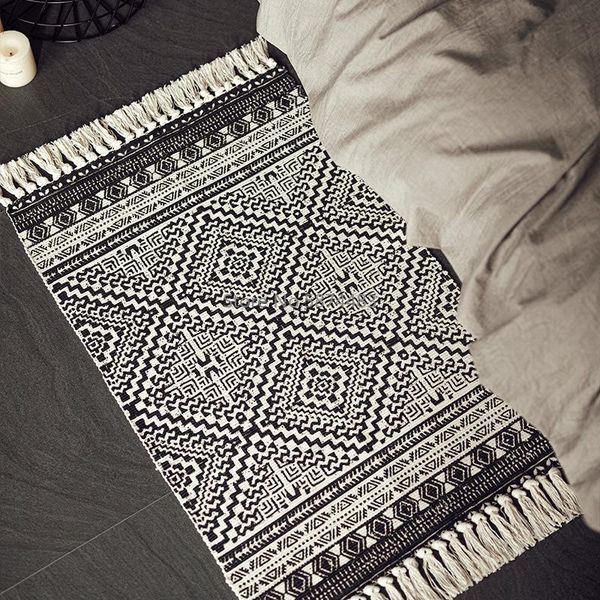 carpets black and white hand woven cotton linen carpet rug bedside geometric floor mat living room bedroom home decor
carpets black and white hand woven cotton linen carpet rug bedside geometric floor mat living room bedroom home decor