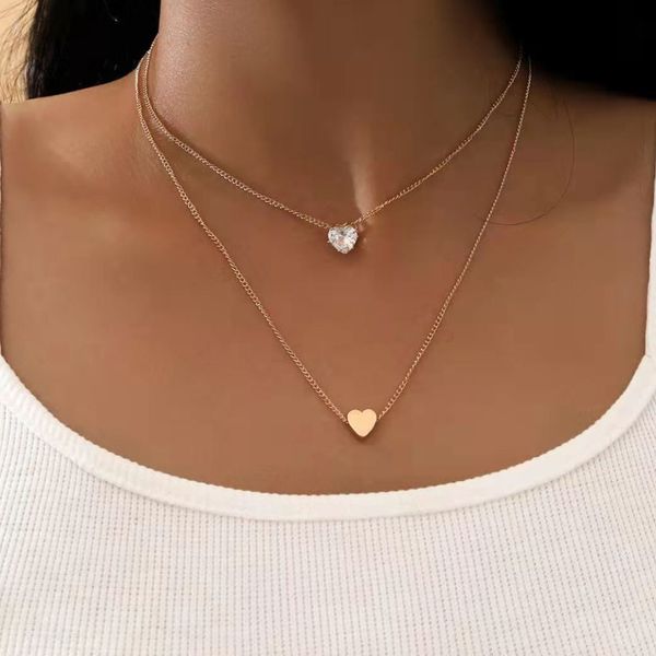 fashion jewelry double layer necklace peach heart inlaid rhinstone pendant necklaces, Silver
fashion jewelry double layer necklace peach heart inlaid rhinstone pendant necklaces, Silver
