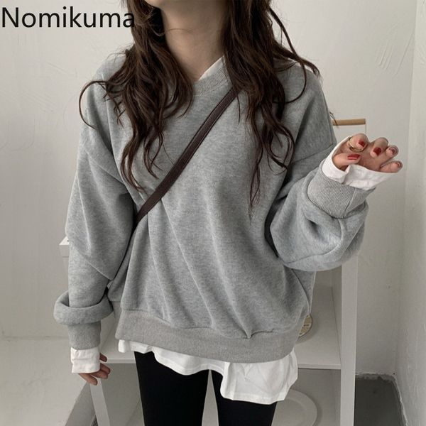 nomikuma korean chic patchwork hoodies retro o neck long sleeve casual loose sweatshirt fake two pieces all-match 3d462 210514, Black
nomikuma korean chic patchwork hoodies retro o neck long sleeve casual loose sweatshirt fake two pieces all-match 3d462 210514, Black