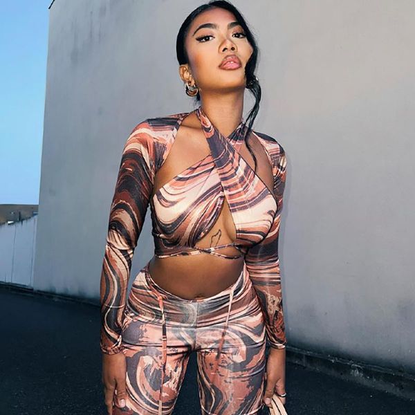women's two piece pants zoctuo print woman clothes 2 pieces long sleeve halter hollow out crop lace up fare set tracksuit warm suit for, White
women's two piece pants zoctuo print woman clothes 2 pieces long sleeve halter hollow out crop lace up fare set tracksuit warm suit for, White