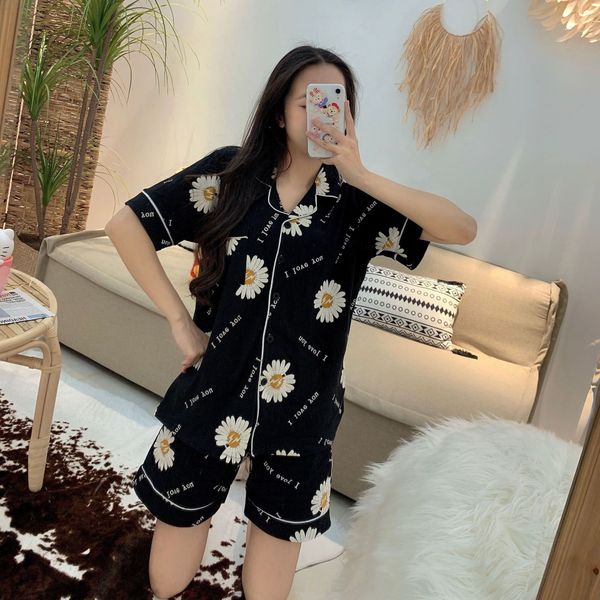 summer thin short sleeved sleepwear two piece shorts lovely home dress women's set, White
summer thin short sleeved sleepwear two piece shorts lovely home dress women's set, White