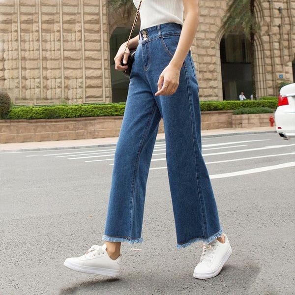 casual high waist straight women capris wide leg loose denim jeans ninth trousers, Black;white
casual high waist straight women capris wide leg loose denim jeans ninth trousers, Black;white