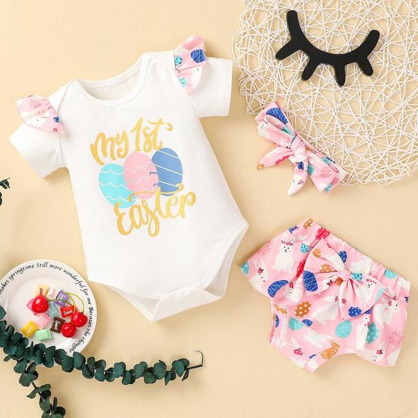 kids easter letter eggs romper born infant baby girls clothes bow shorts headbands children's clothing sets, White
kids easter letter eggs romper born infant baby girls clothes bow shorts headbands children's clothing sets, White