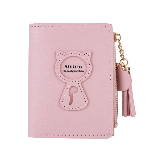 women's short wallet korean fashion simple student cat mini tassel zipper passport cover small purse, White
women's short wallet korean fashion simple student cat mini tassel zipper passport cover small purse, White