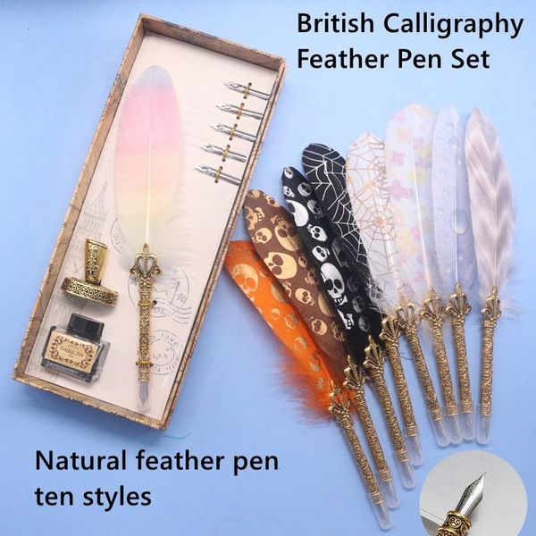 natural retro halloween feather dipped in water steel pen set writing ink luxury gift box can be customized logo christmas fountain pens
natural retro halloween feather dipped in water steel pen set writing ink luxury gift box can be customized logo christmas fountain pens