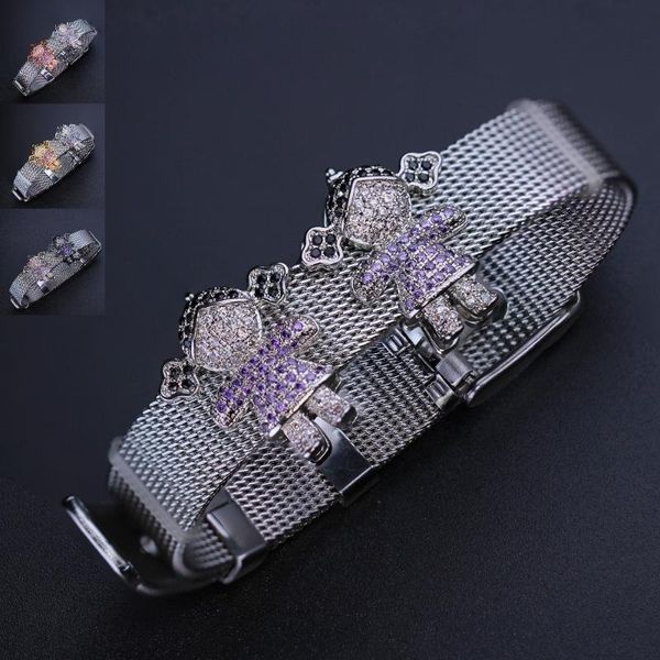 link, chain fashion stainless steel mesh charms girls bracelet set wristband diy woman jewelry bfh009, Black
link, chain fashion stainless steel mesh charms girls bracelet set wristband diy woman jewelry bfh009, Black