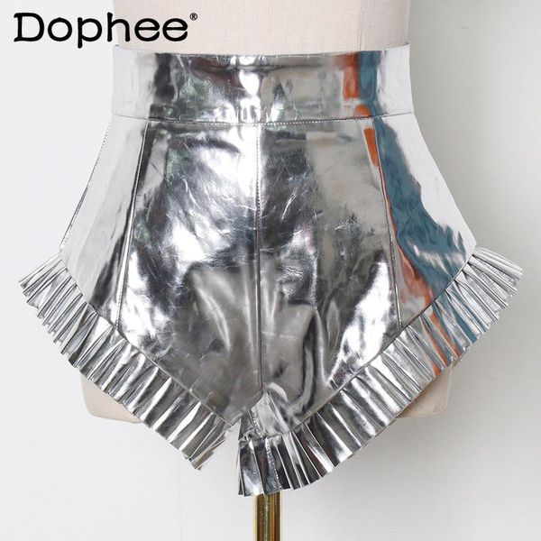 women's shorts silver high waist zipper pu rushed female fashion loose casual minimalist summer 2021 clothing, White;black
women's shorts silver high waist zipper pu rushed female fashion loose casual minimalist summer 2021 clothing, White;black