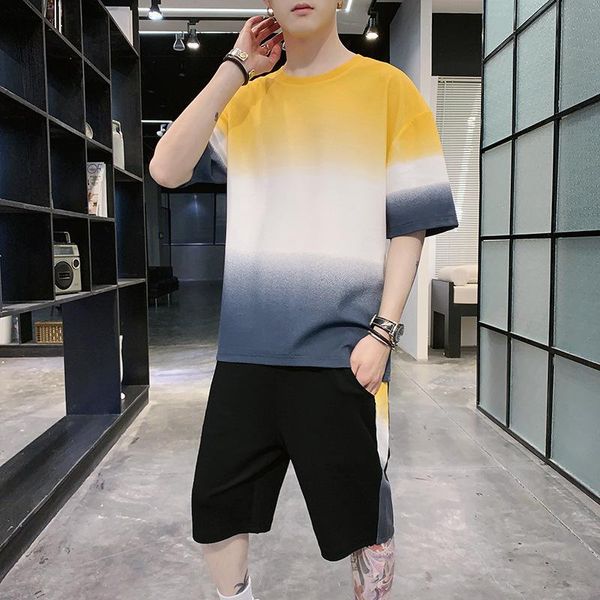 men's tracksuits gradient t-shirt round neck short sleeves sports suit 2-piece set shorts tracksuit men outfit two piece summer, Gray
men's tracksuits gradient t-shirt round neck short sleeves sports suit 2-piece set shorts tracksuit men outfit two piece summer, Gray