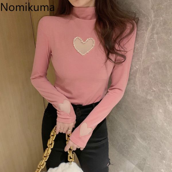 nomikuma t shirt women pearl design love heart pattern turtleneck long sleeve basic cropped korean style tshirts female 210514, White
nomikuma t shirt women pearl design love heart pattern turtleneck long sleeve basic cropped korean style tshirts female 210514, White