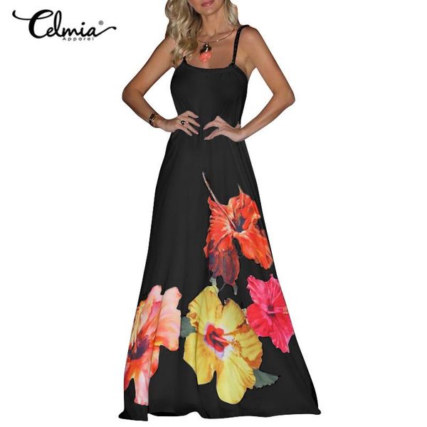 women spaghetti strap maxi dress celmia 2021 summer fashion sleeveless holiday vestidos casual floral printed long sundress dresses, Black;gray
women spaghetti strap maxi dress celmia 2021 summer fashion sleeveless holiday vestidos casual floral printed long sundress dresses, Black;gray