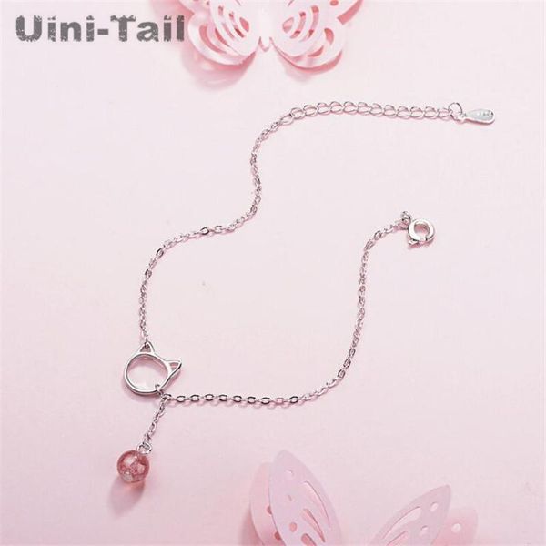 charm bracelets uini-tail 925 sterling silver kitten bracelet female korean small fresh hollow cat strawberry crystal jewelry gn413, Golden;silver 
charm bracelets uini-tail 925 sterling silver kitten bracelet female korean small fresh hollow cat strawberry crystal jewelry gn413, Golden;silver