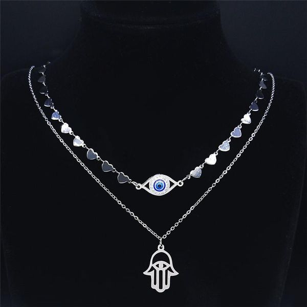 pendant necklaces 2pcs islam muslim turkish eyes hamsa hand crystal stainless steel heart chain necklace jewelry ojo turco n9175s01, Silver
pendant necklaces 2pcs islam muslim turkish eyes hamsa hand crystal stainless steel heart chain necklace jewelry ojo turco n9175s01, Silver