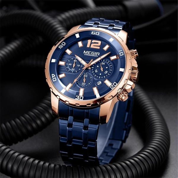 wristwatches megir luxury blue watches mens 2021 stainless steel waterproof chronograph army military wrist watch for men business, Slivery;brown
wristwatches megir luxury blue watches mens 2021 stainless steel waterproof chronograph army military wrist watch for men business, Slivery;brown