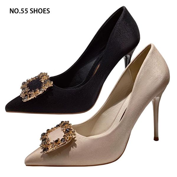 korean style woman pumps satin rhinestone decorative square buckle fashion women's shoes stiletto heels .5cm wedding office dress, Black
korean style woman pumps satin rhinestone decorative square buckle fashion women's shoes stiletto heels .5cm wedding office dress, Black