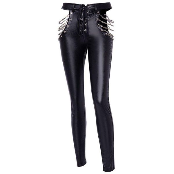 women's pants & capris pu leather women hollow skinny club black punk chain lace up goth streetwear hipster spring stretch casual trous, Black;white
women's pants & capris pu leather women hollow skinny club black punk chain lace up goth streetwear hipster spring stretch casual trous, Black;white