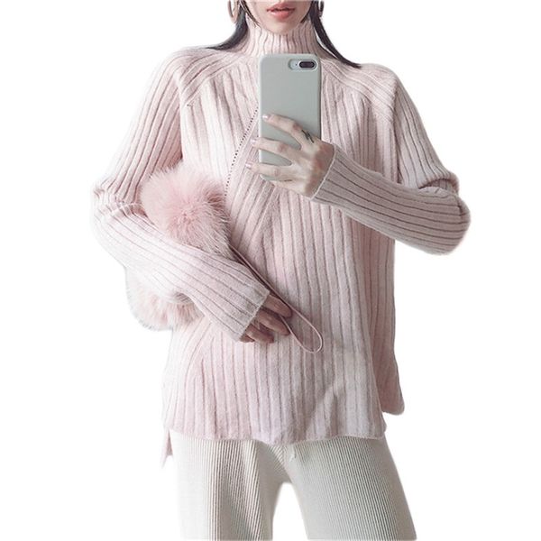 sweater women light pink turtleneck striped winter soft rabbit fur loose long sleeve thick knitted sweaters feminina lr817 210531, White;black
sweater women light pink turtleneck striped winter soft rabbit fur loose long sleeve thick knitted sweaters feminina lr817 210531, White;black
