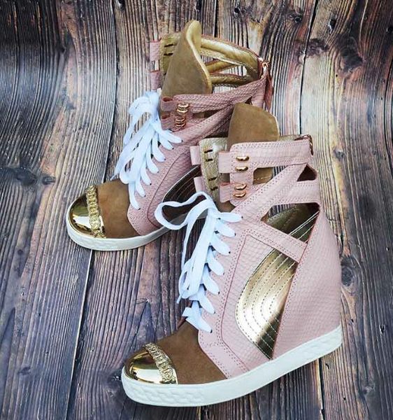 boots fashion patchwork wedge ankle boot chain docor round toe rubber sole lace-up height increasing sneaker pink gold leather outside, Black
boots fashion patchwork wedge ankle boot chain docor round toe rubber sole lace-up height increasing sneaker pink gold leather outside, Black