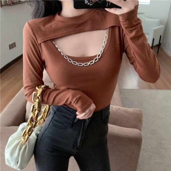 women's t-shirt 2021 fashion spring half o-neck long sleeve base shirt hollow out chain female slim fit off-the-shoulder, White
women's t-shirt 2021 fashion spring half o-neck long sleeve base shirt hollow out chain female slim fit off-the-shoulder, White