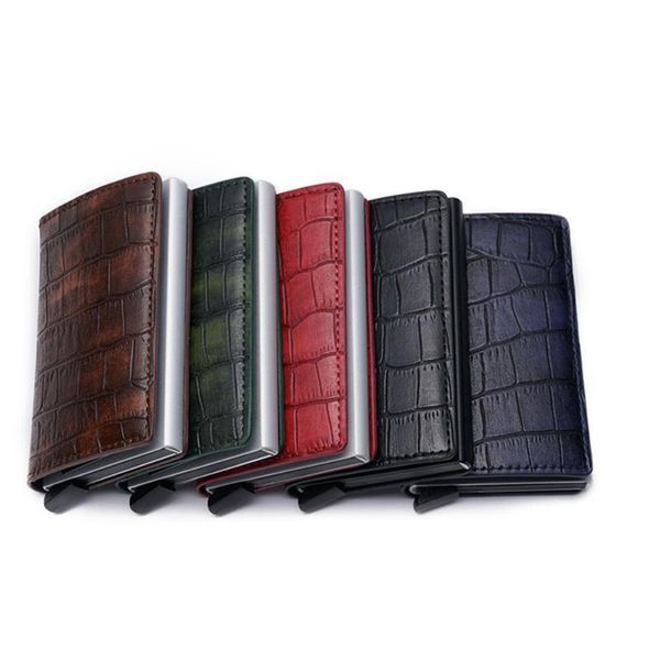 card holders 1 piece pu leather and aluminum id rfid aluminium holder metal wallet automatic case, Brown;gray
card holders 1 piece pu leather and aluminum id rfid aluminium holder metal wallet automatic case, Brown;gray