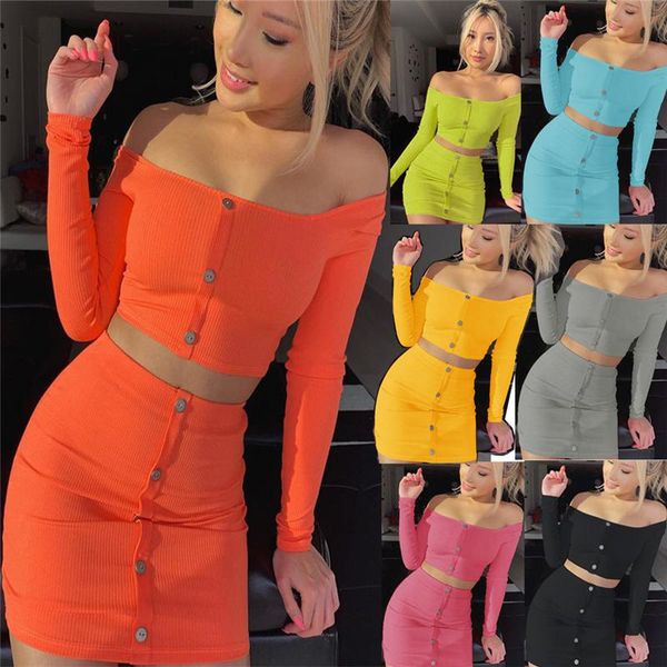 two piece set women clothing solid button off shoulder long sleeve and bodycon skirts suits spring summer matching sets dress, White
two piece set women clothing solid button off shoulder long sleeve and bodycon skirts suits spring summer matching sets dress, White