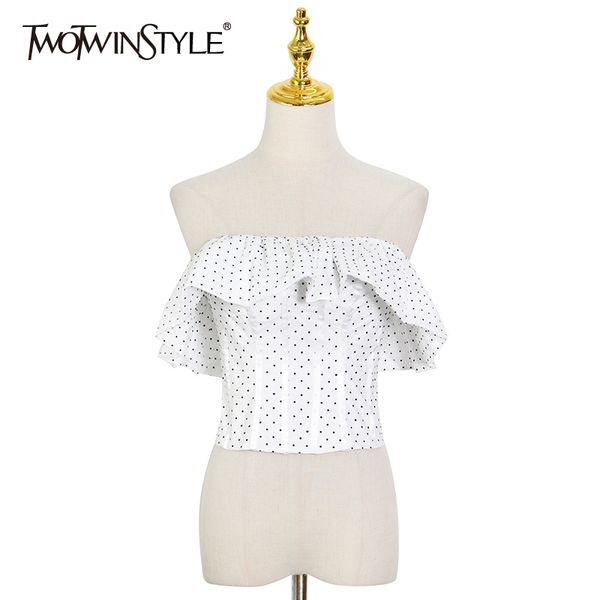 print dot shirt for women slash neck sleeveless patchwork ruffle slim short blouse female fashion new clothing 210428, White
print dot shirt for women slash neck sleeveless patchwork ruffle slim short blouse female fashion new clothing 210428, White