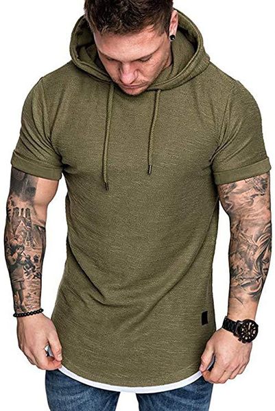 men's casual hooded t-shirts - fashion short sleeve solid color pullover summer blouse d7fc#, Black
men's casual hooded t-shirts - fashion short sleeve solid color pullover summer blouse d7fc#, Black
