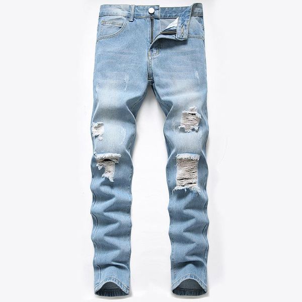 men's jeans denim designer hole ripped for men pants big size 28-42 streetwear straight trousers, Blue
men's jeans denim designer hole ripped for men pants big size 28-42 streetwear straight trousers, Blue