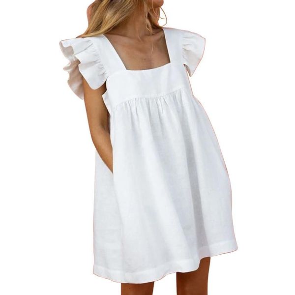 summer square neck ruffle butterfly sleeve short mini ruffled dress casual dresses, Black;gray
summer square neck ruffle butterfly sleeve short mini ruffled dress casual dresses, Black;gray