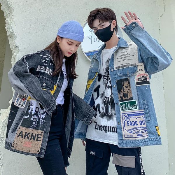 patchwork denim jacket men and women's fall 2021 trendy couple's loose print jackets, Black;brown
patchwork denim jacket men and women's fall 2021 trendy couple's loose print jackets, Black;brown