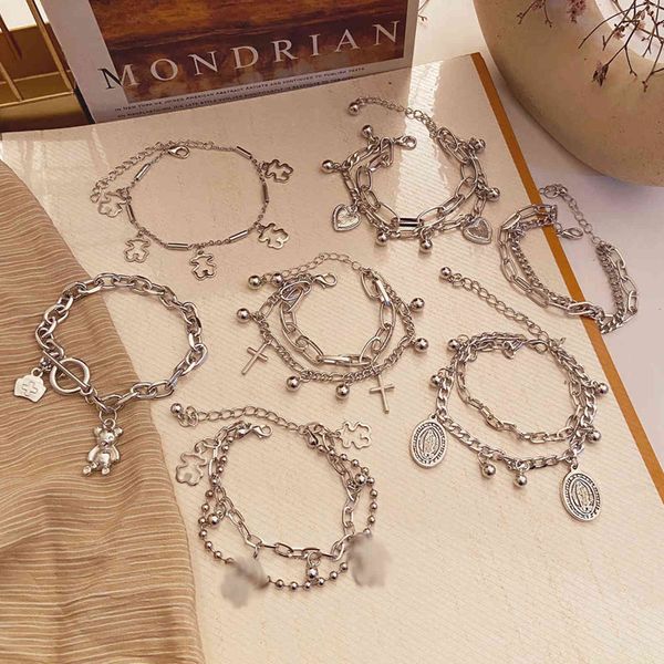 punk women silver color thick chain charm bracelet fashion cross love heart bear metal pendant jewelry gift, Golden;silver
punk women silver color thick chain charm bracelet fashion cross love heart bear metal pendant jewelry gift, Golden;silver