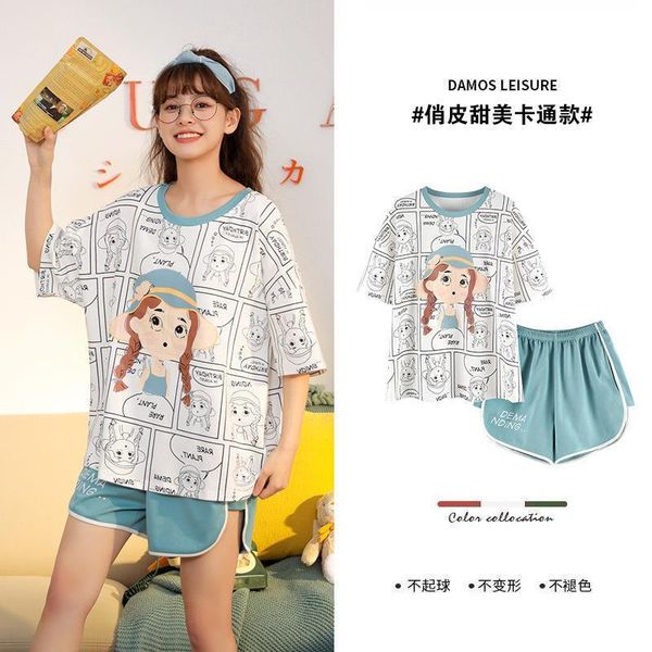 summer women sleepwear pajamas set for cute sweet short sleeve giels casual cartoon shorts cotton oversized comfort, Black;red
summer women sleepwear pajamas set for cute sweet short sleeve giels casual cartoon shorts cotton oversized comfort, Black;red