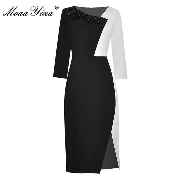 casual dresses moaayina fashion designer dress spring autumn women's 3/4 sleeve beading colorblock package buttocks split, Black;gray
casual dresses moaayina fashion designer dress spring autumn women's 3/4 sleeve beading colorblock package buttocks split, Black;gray