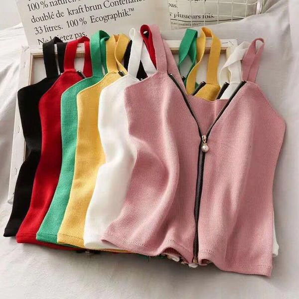 women's tanks & camis women crop club zipper knitting camisole with female tank ladies sleeveless solid strap, White
women's tanks & camis women crop club zipper knitting camisole with female tank ladies sleeveless solid strap, White