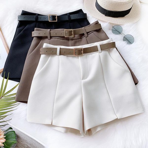 casual summer suit pants with womens shorts belt high waist a line pockets female elegant, White;black
casual summer suit pants with womens shorts belt high waist a line pockets female elegant, White;black