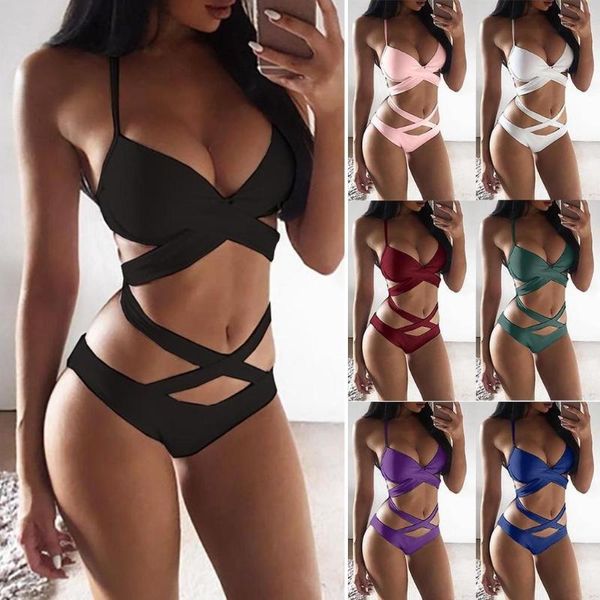 women's swimwear 7 colors summer womens bikini set bandage cross push-up padded bathing suit solid elegant eye-catching charming swimsu, White;black
women's swimwear 7 colors summer womens bikini set bandage cross push-up padded bathing suit solid elegant eye-catching charming swimsu, White;black