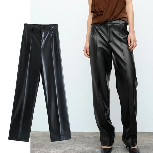 women's pants & capris za women 2021 faux leather long high waist pu zipper pockets fashion straight trousers streetwear, Black;white
women's pants & capris za women 2021 faux leather long high waist pu zipper pockets fashion straight trousers streetwear, Black;white