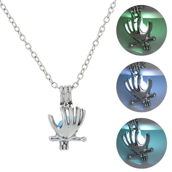 pearl holding night pendant with personalized creativity diy hand luminous cage necklace, Silver
pearl holding night pendant with personalized creativity diy hand luminous cage necklace, Silver