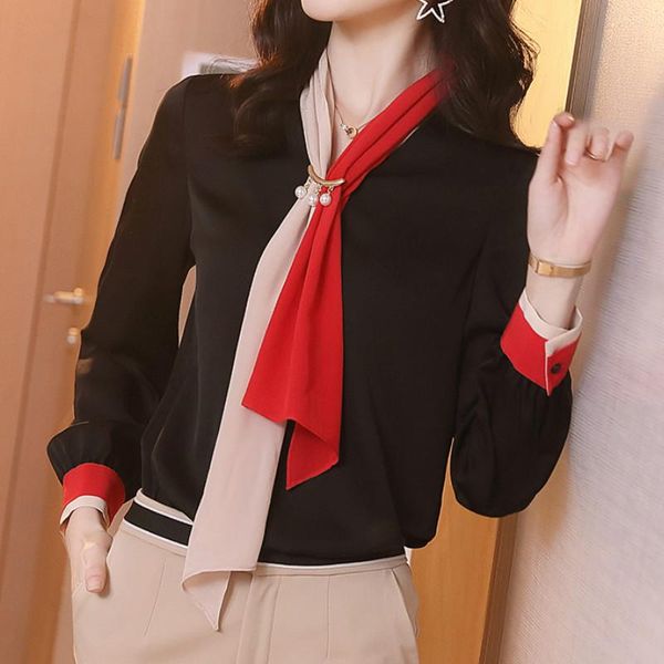 brand women elegant shirt color block tie collar long sleeve chiffon blouse office lady plus size chemise blusa \ women's blouses & sh, White
brand women elegant shirt color block tie collar long sleeve chiffon blouse office lady plus size chemise blusa \ women's blouses & sh, White