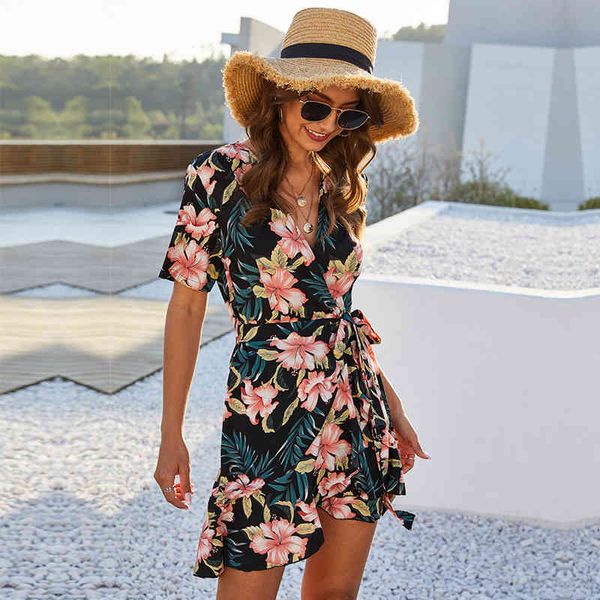 fashion elegant ladies summer floral print short dress women new v-neck wrapped lace up mini dress 210413, Black;gray
fashion elegant ladies summer floral print short dress women new v-neck wrapped lace up mini dress 210413, Black;gray