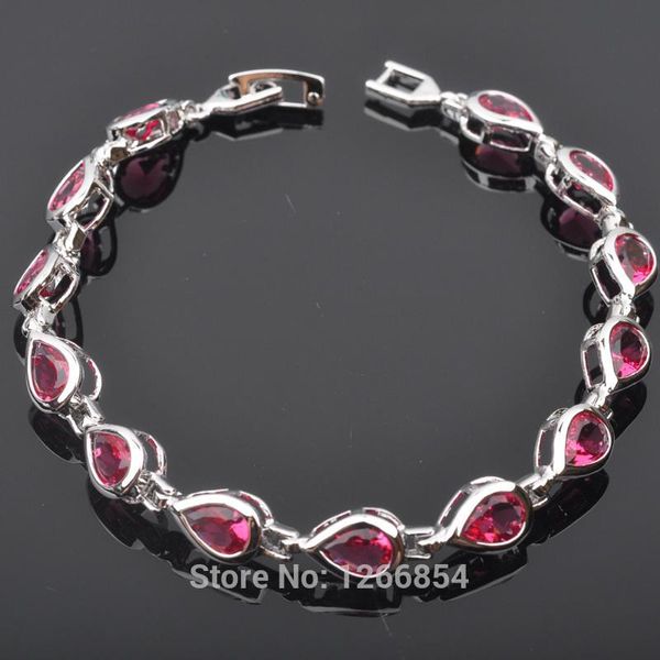 link, chain for women link bracelet pear shape red cubic zirconia silver color jewelry 7 inch 2021 r01277, Black
link, chain for women link bracelet pear shape red cubic zirconia silver color jewelry 7 inch 2021 r01277, Black