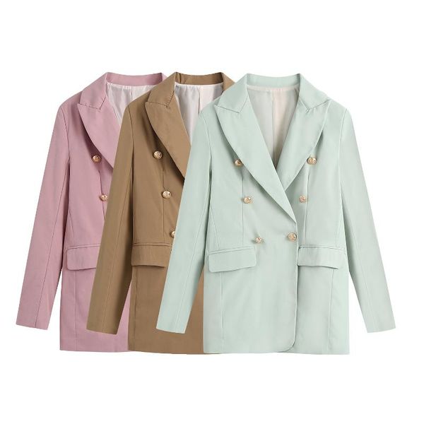 women's suits & blazers style jacket spring 2021 pink long sleeve double-breasted european and american blazer, White;black
women's suits & blazers style jacket spring 2021 pink long sleeve double-breasted european and american blazer, White;black